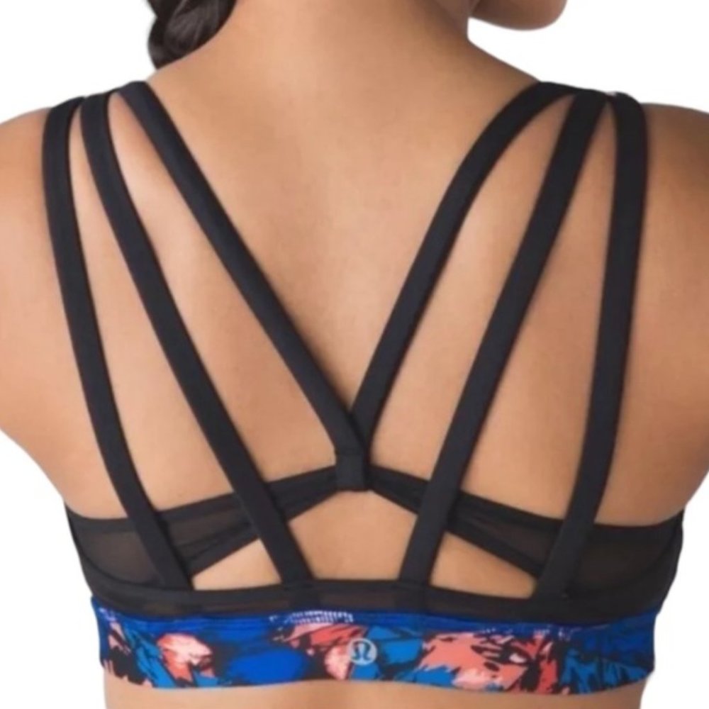 Lululemon Energy Bra (Exhale) Mini Paint Storm Harbor Blue Multi - Size 4 - Picture 2 of 8